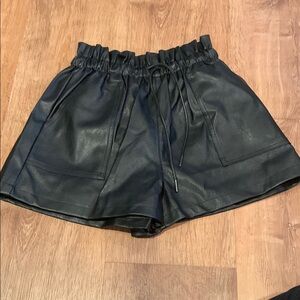 Black Faux Leather Women's Shorts